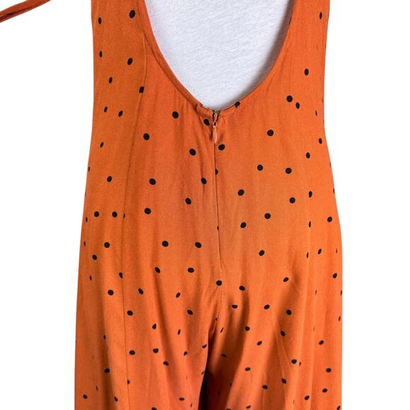 Free People Summer Jamboree Dark Orange Black Polka Dot Wide Leg  Jumpsuit - Picture 8 of 13